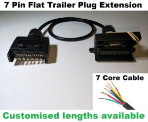 7 Pin Flat Trailer Plug Extension - 7 Flat plug male to 7 Flat plug female